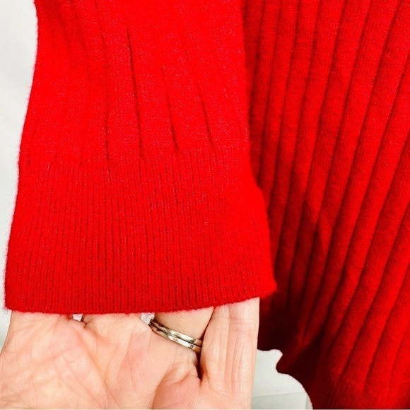 Maison Jules Women's Ribbed Open Cardigan Sweater Red Size: Large - Picture 6 of 7